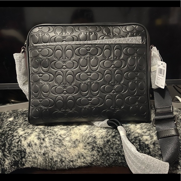 Coach Embroidered Black Lather Bag - Picture 1 of 3